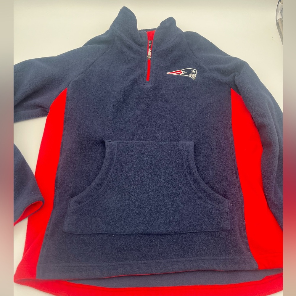 SALE Patriots fleece blue red quarter zip sweatshirt FOOTBALL Boys L 14-16 NFL